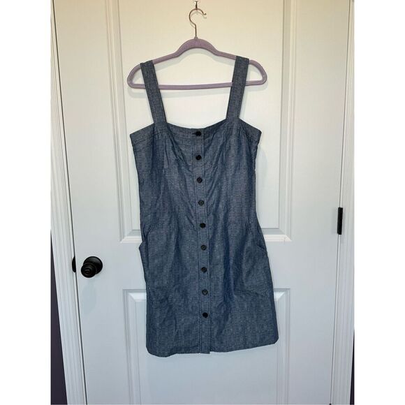NWT Derek Lam Blue Button Front Dress Size 14 - Picture 1 of 8